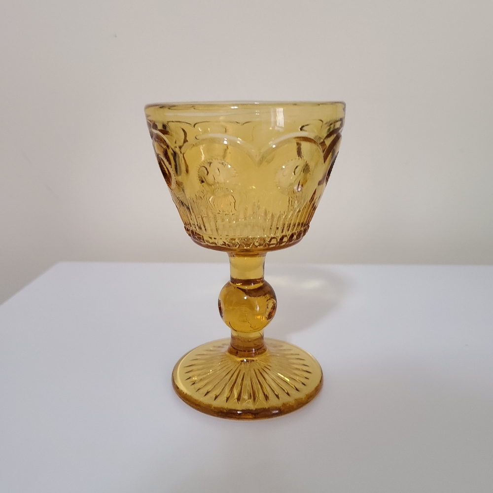 *CLEARANCE* Yellow Goblet Mixed Mid Century Wedding Holiday Barware Glasswar